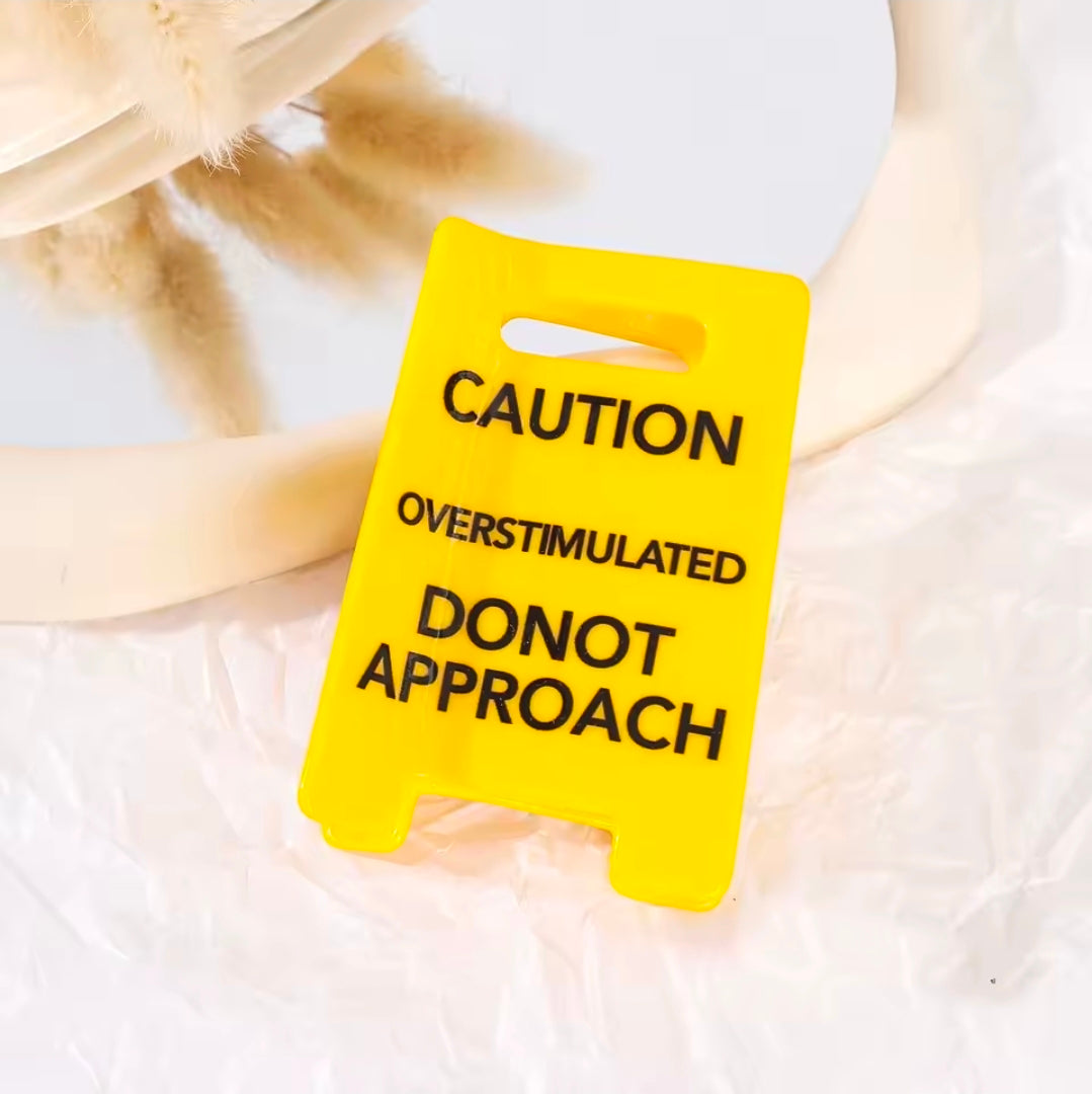 Yellow Small Warning Sign Acrylic Hair Claw Clip