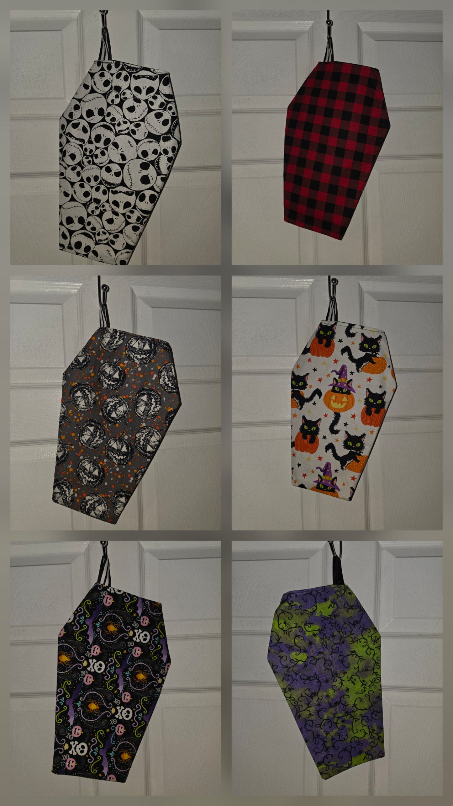 Handmade Coffin Christmas Stocking Catch All Hanging Bag