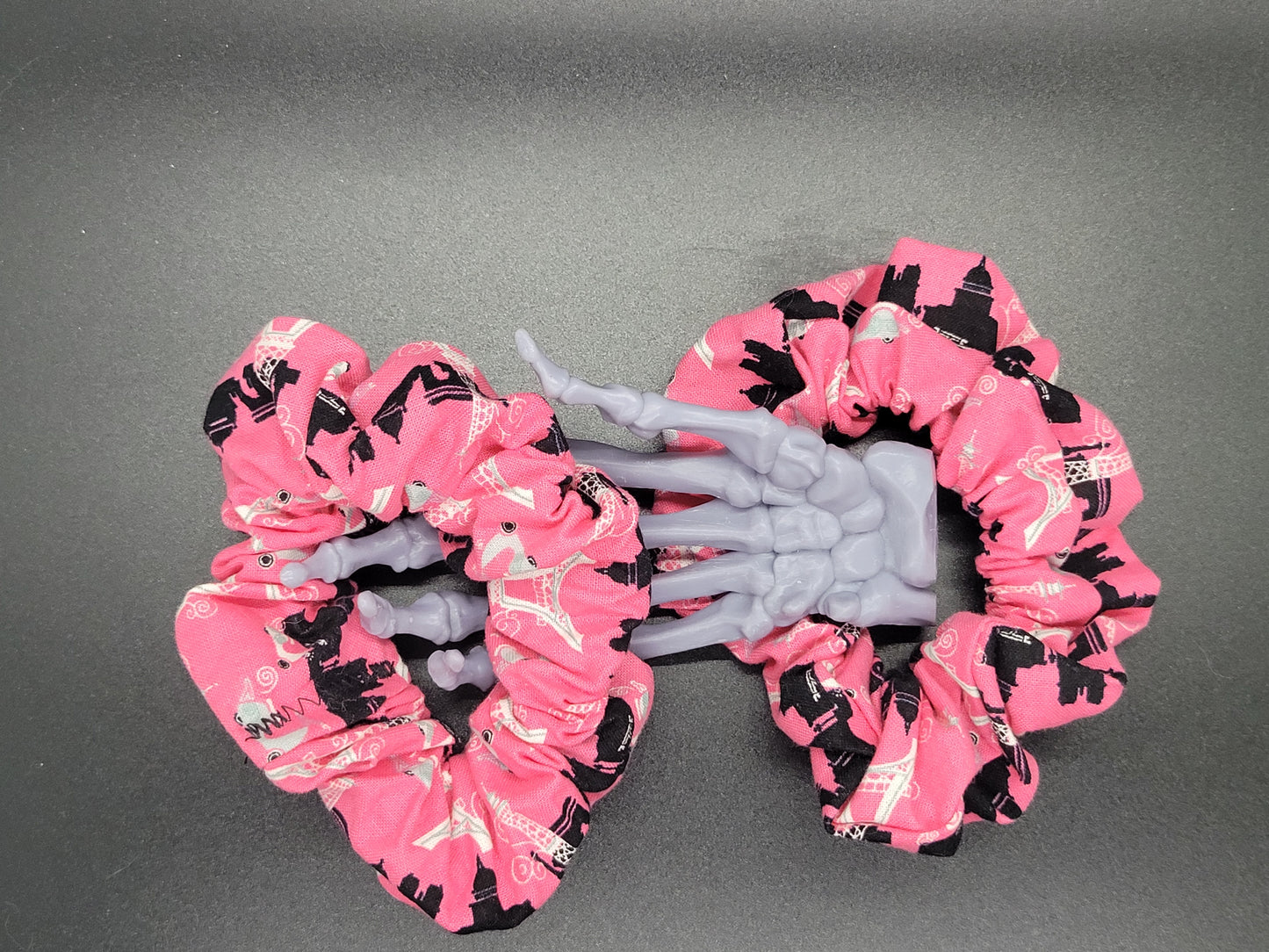 Pink Paris Cotton and Elastic Hair Tie Scrunchie