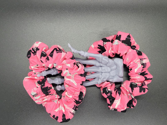 Pink Paris Cotton and Elastic Hair Tie Scrunchie