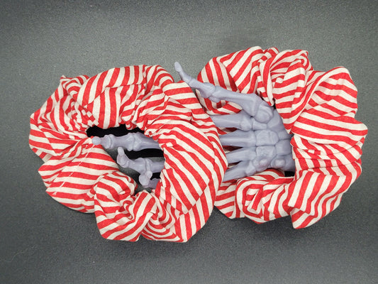 Peppermint Twist 2 Stripes Christmas Themed 100% Cotton and Elastic Hair Tie Scrunchie