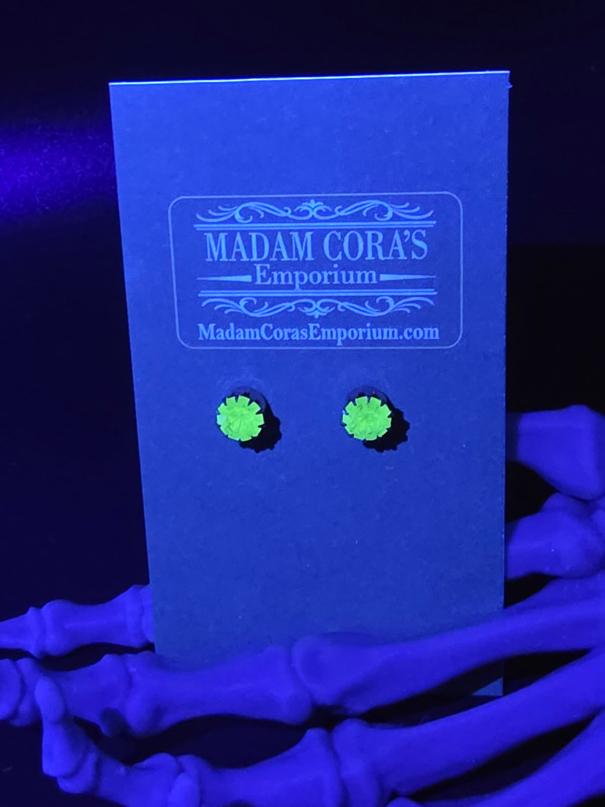 Uranium Glass Peridot Swarovski Gold Tone Stud Earrings 5mm