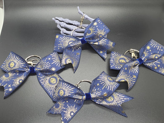 Halloween Blue Mystic Purse Charm Cheer Bow Style Clip Handmade