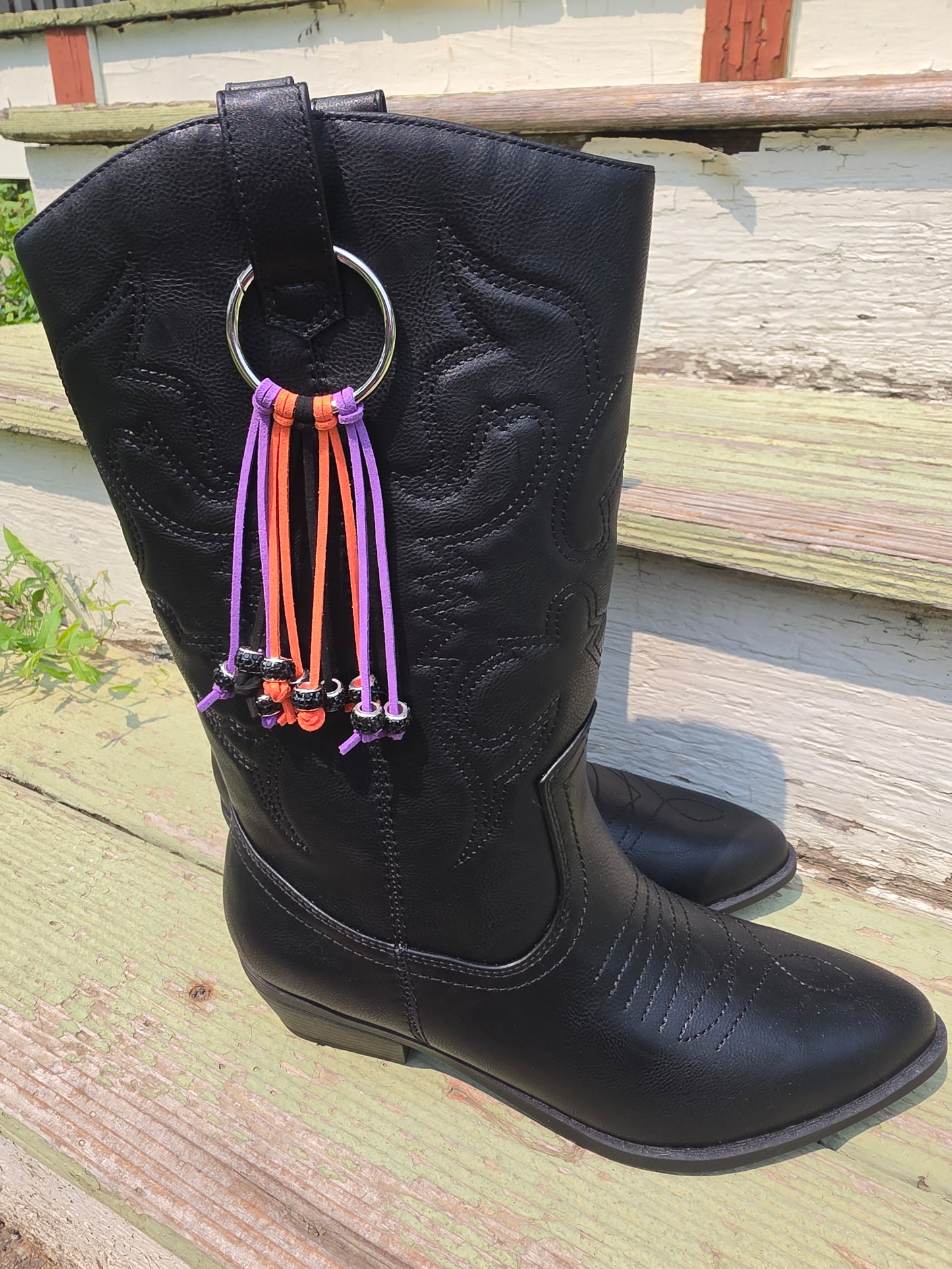 Hocus Pocus Western Gothic Boot Fringe Bag Charm Key Chain Clips