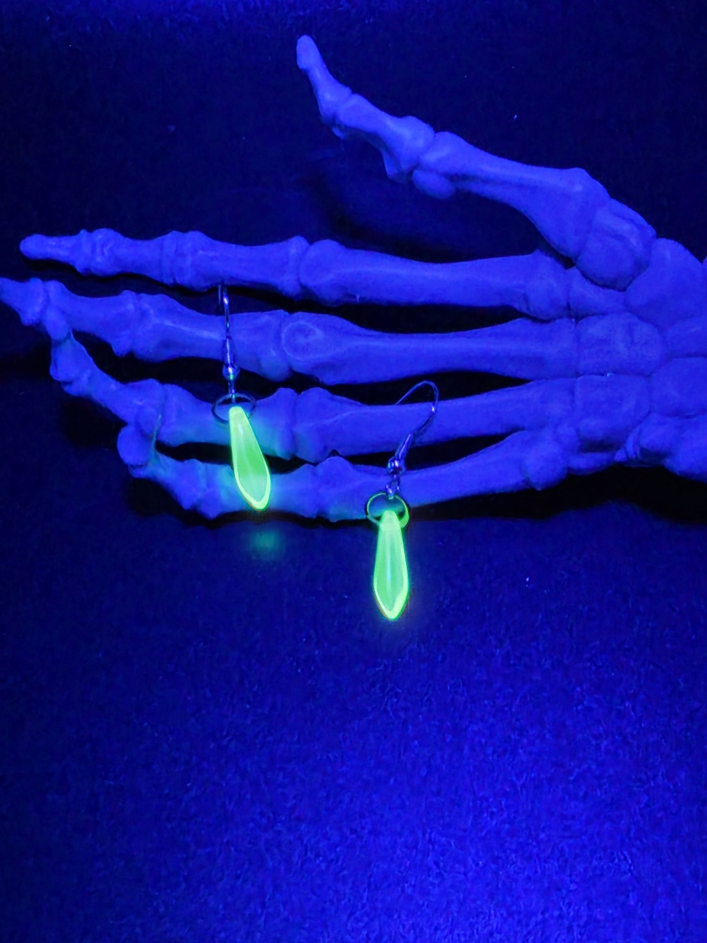 Dainty Uranium Glass Drop Earrings Vaseline Drop 2