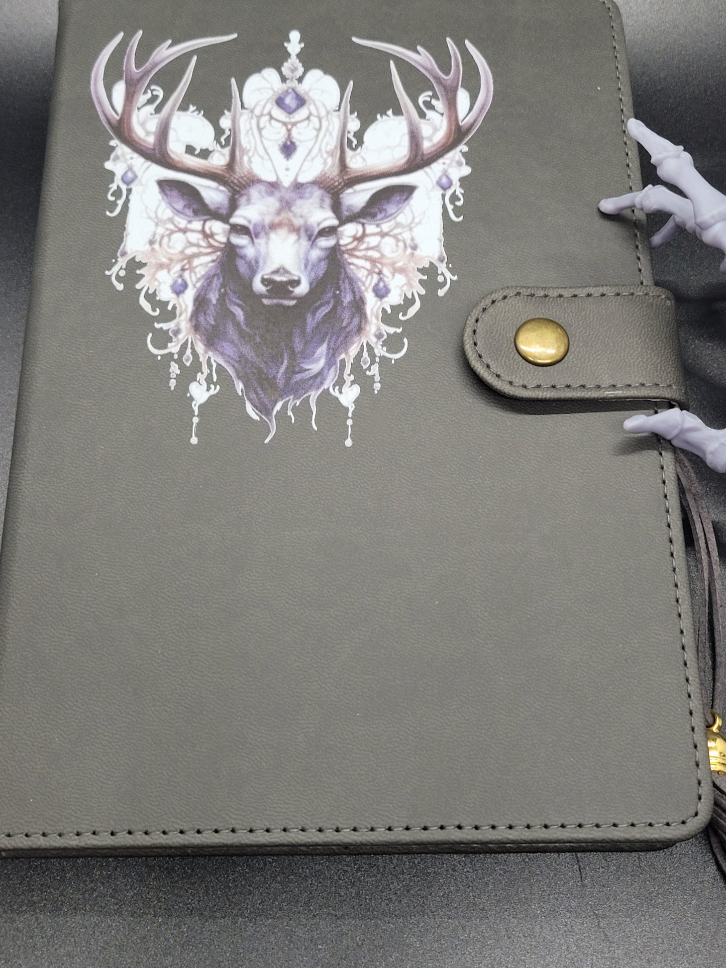 Mystic Deer Lined Blank Journal Book of Shadows Grimoire Faux Leather