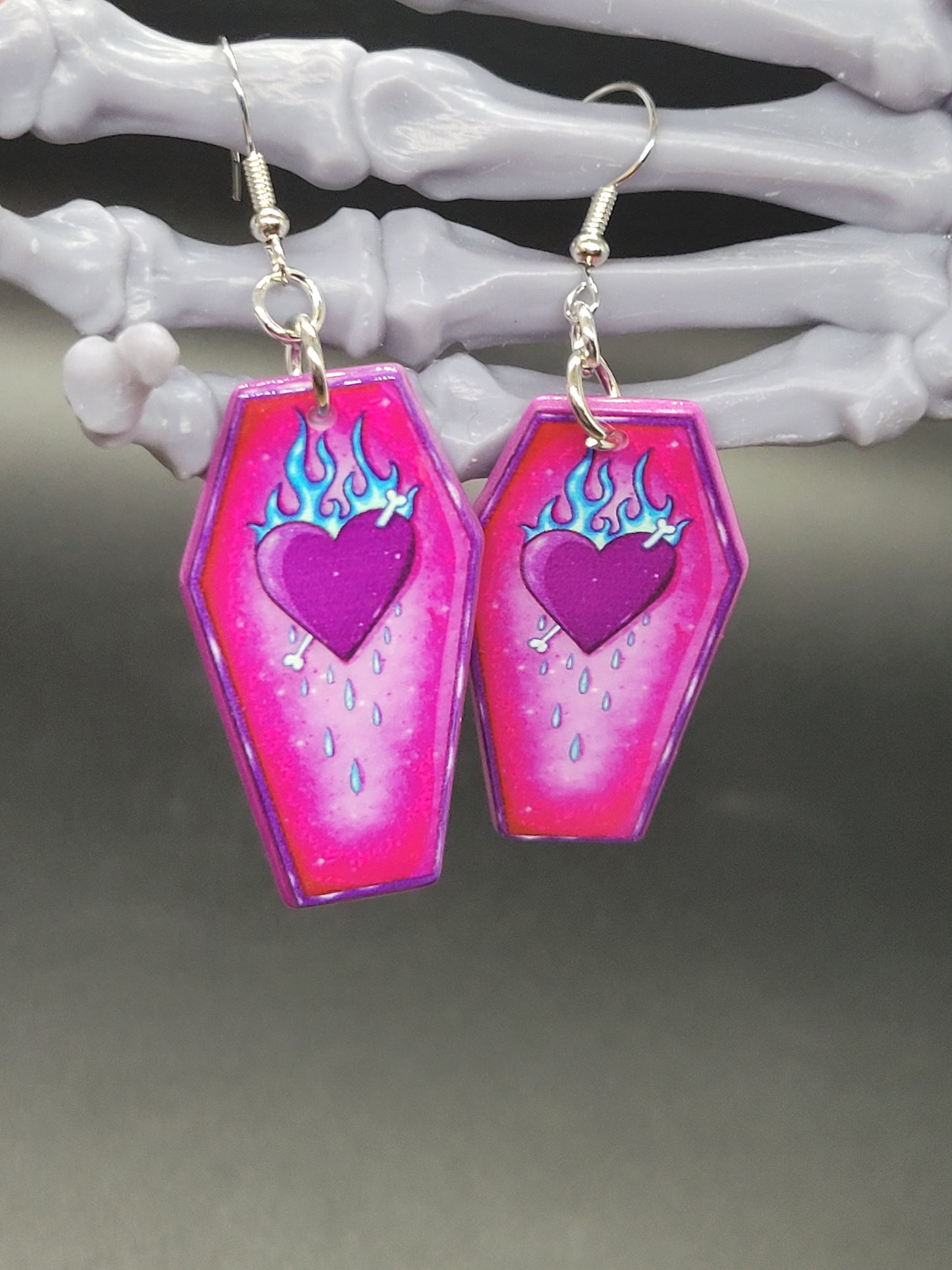 Coffin Heart Valentine Resin Earrings Necklace Valloween