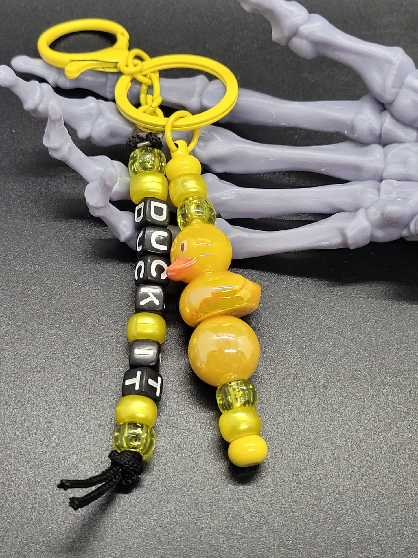 Rubber Ducky Beaded Key Chain Custom Phrase Yellow Keychain