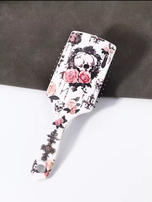 Halloween Skull Hair Brush Pink