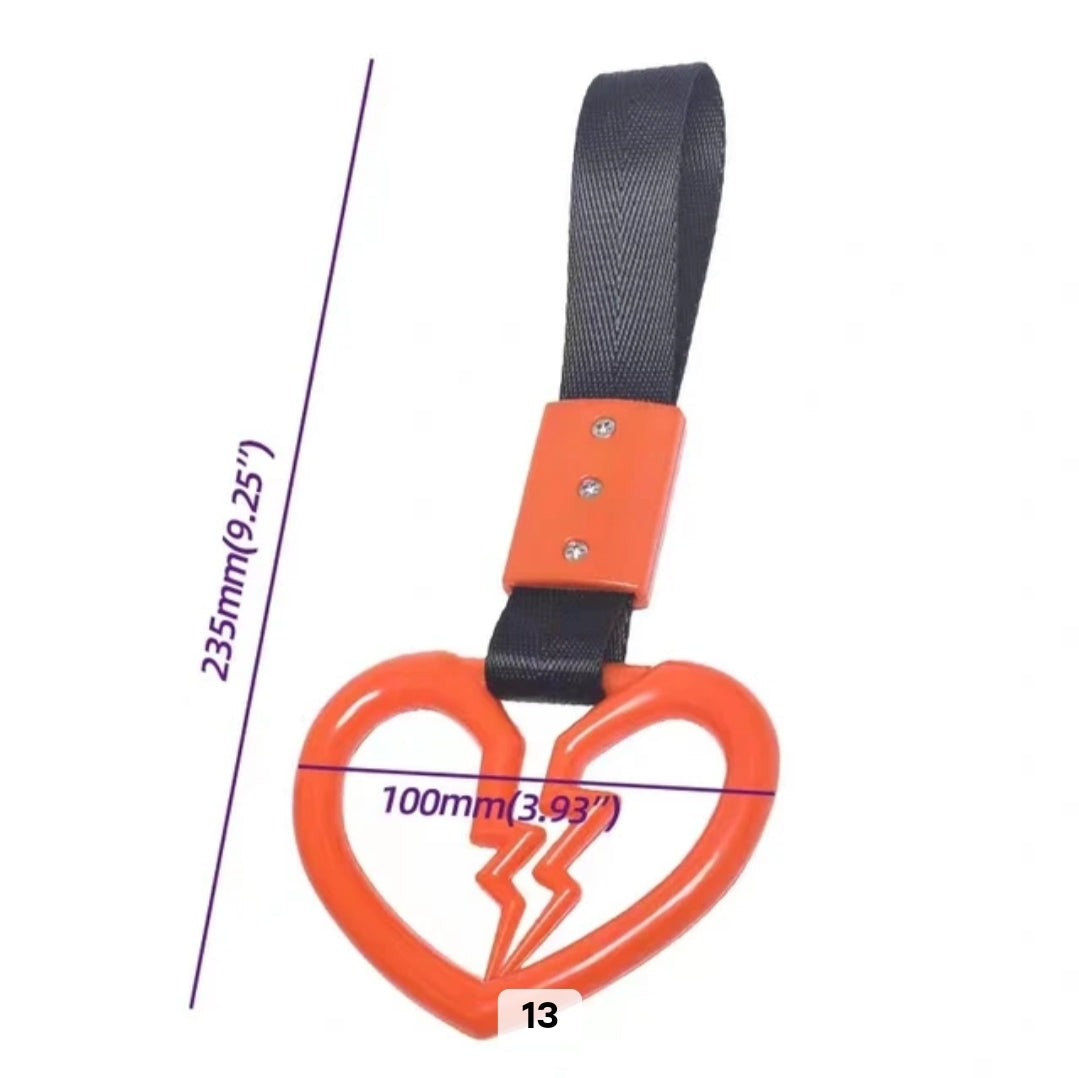 JDM Style Strap Tow Hook Handle Broken Heart Shape Plastic Car Decoration