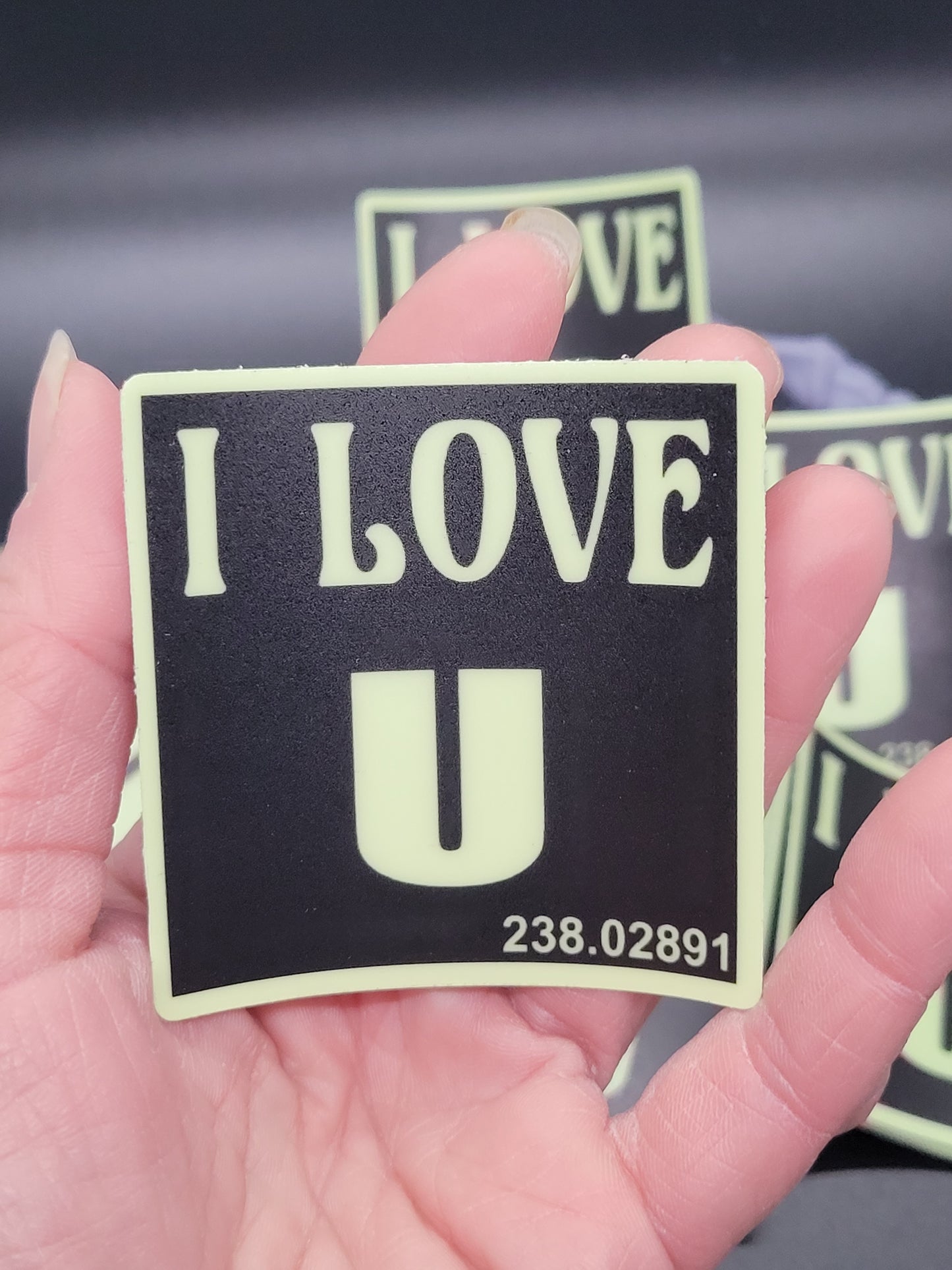 I Love U 238 Radioactive Glow in the Dark Heavy Grade Vinyl Decal
