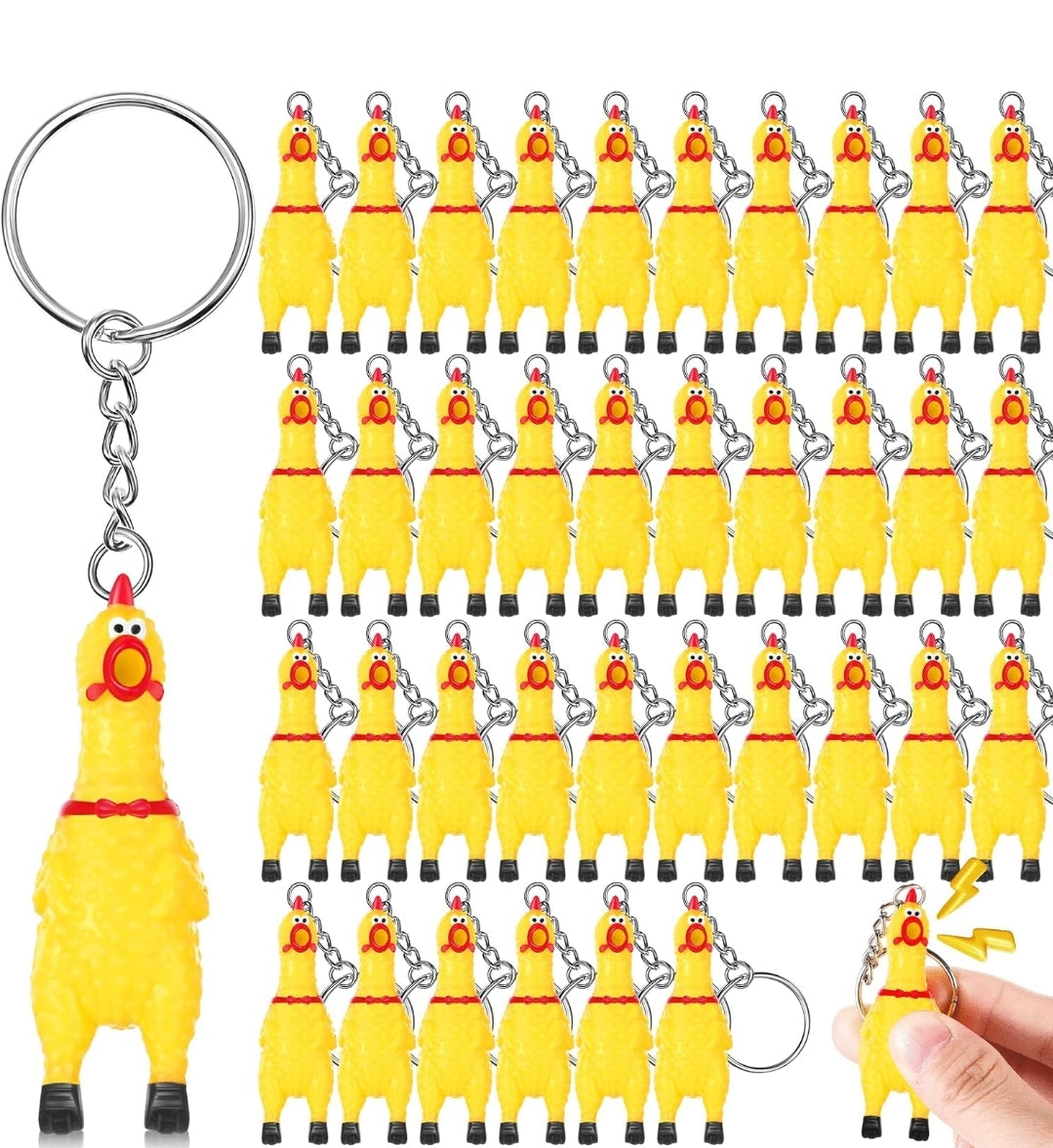 Screaming Chicken Soft Rubber Key Chain