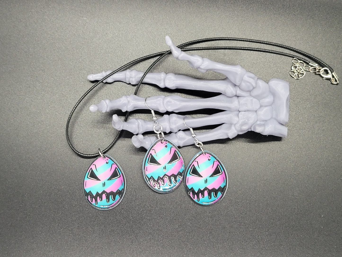 Creepy Easter Egg Resin Earrings Necklace Creepster