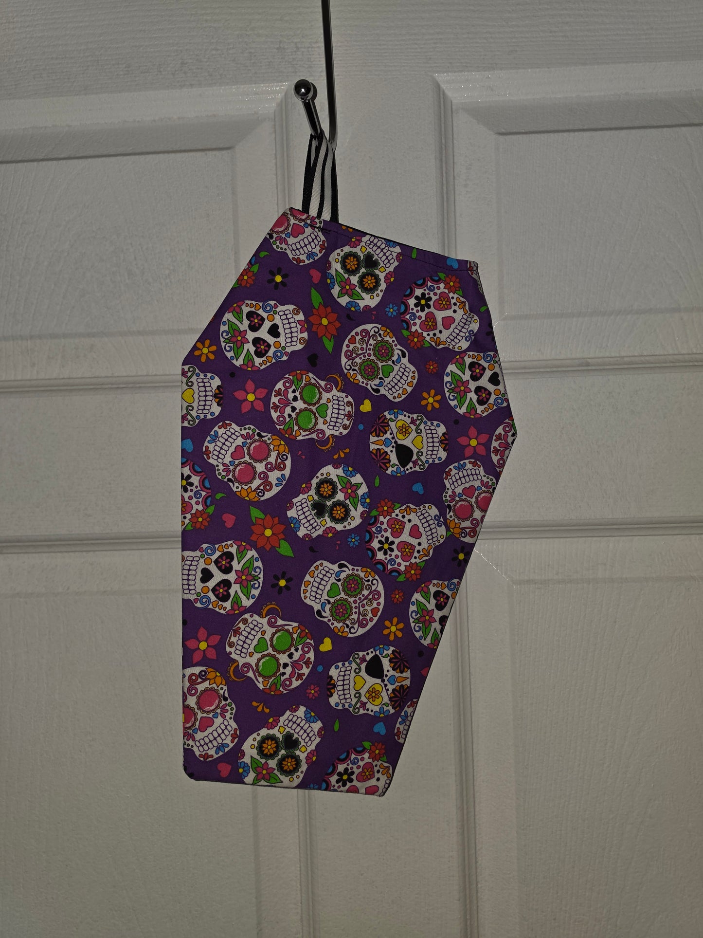 Handmade Coffin Christmas Stocking Catch All Hanging Bag
