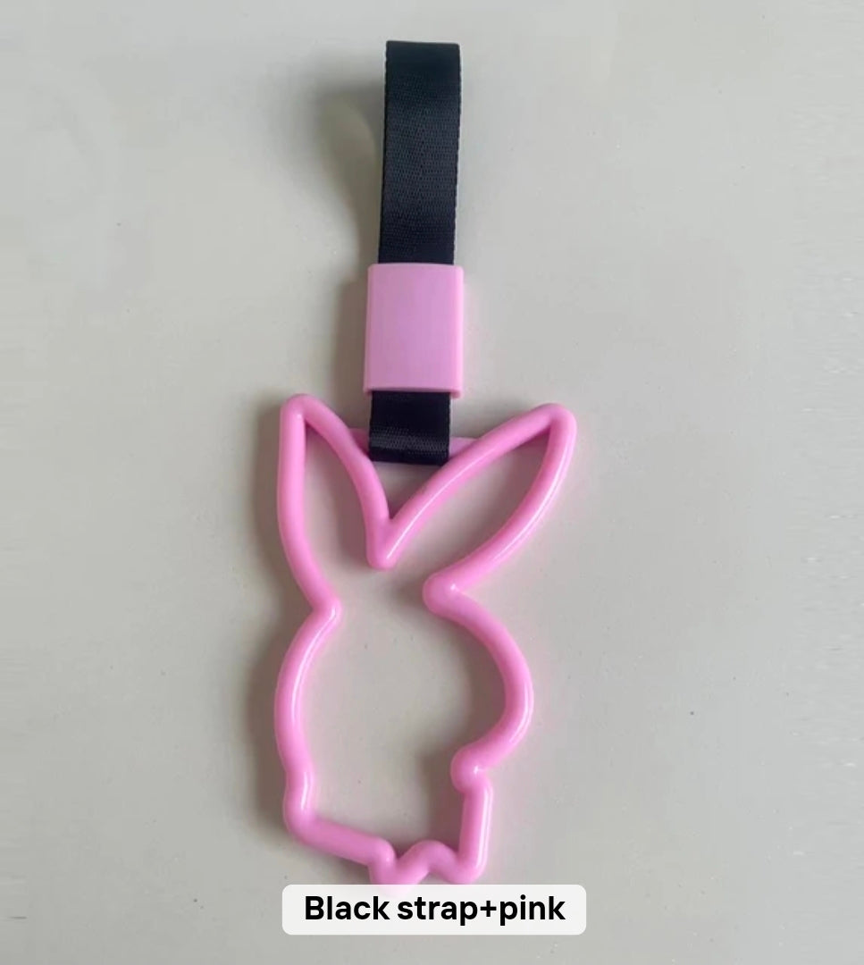 JDM Style Strap Tow Hook Handle Bunny Shape Plastic Car Decoration