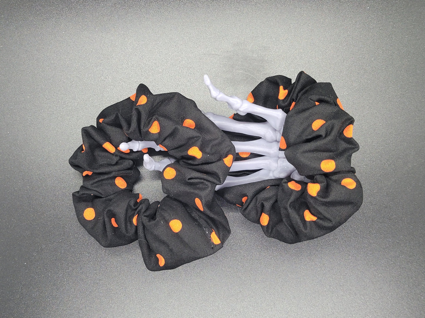 Halloween Polkadots Cotton and Elastic Hair Tie Scrunchie