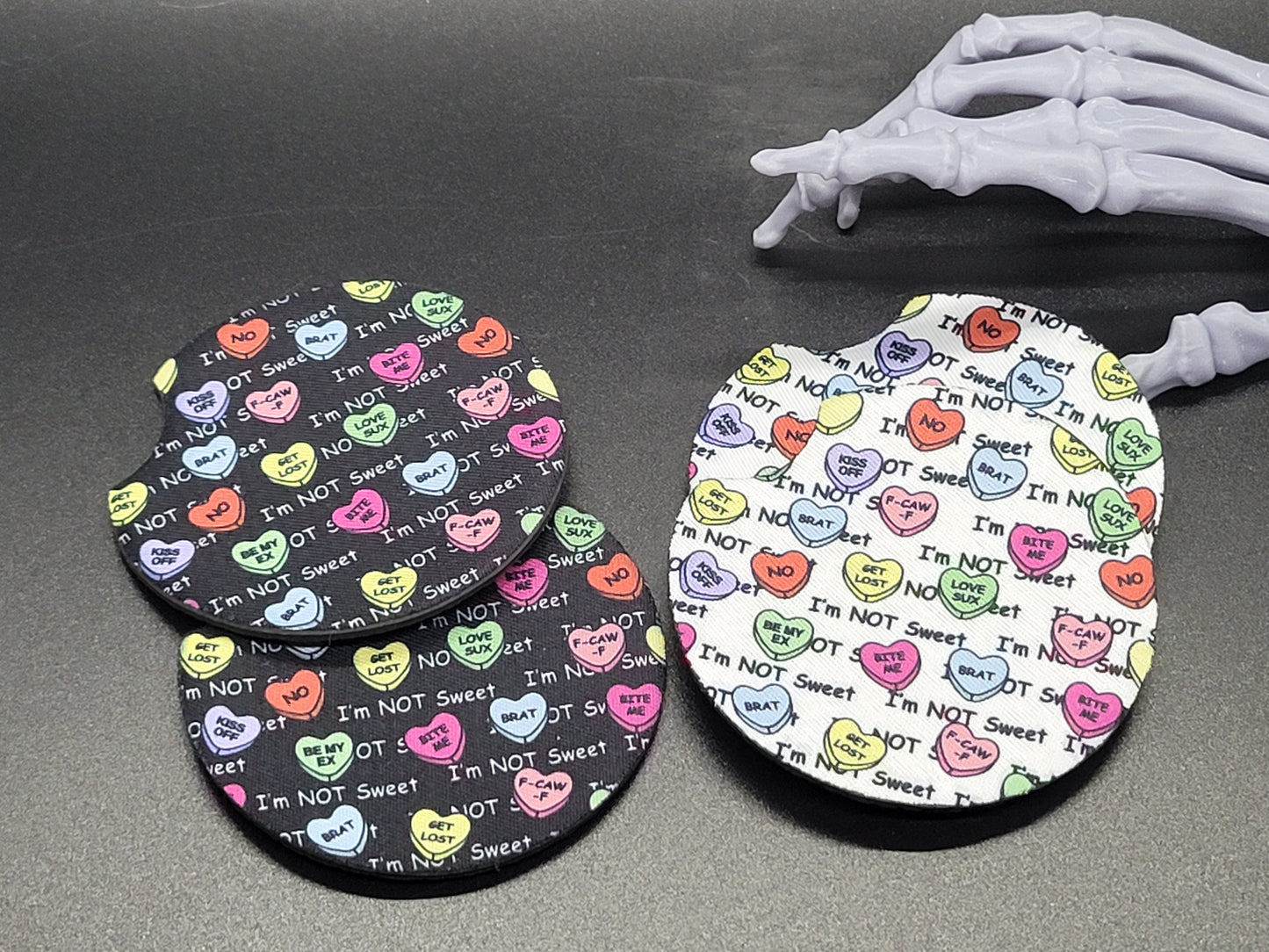 Not Sweet Valloween Neoprene Car Coaster Set of 2