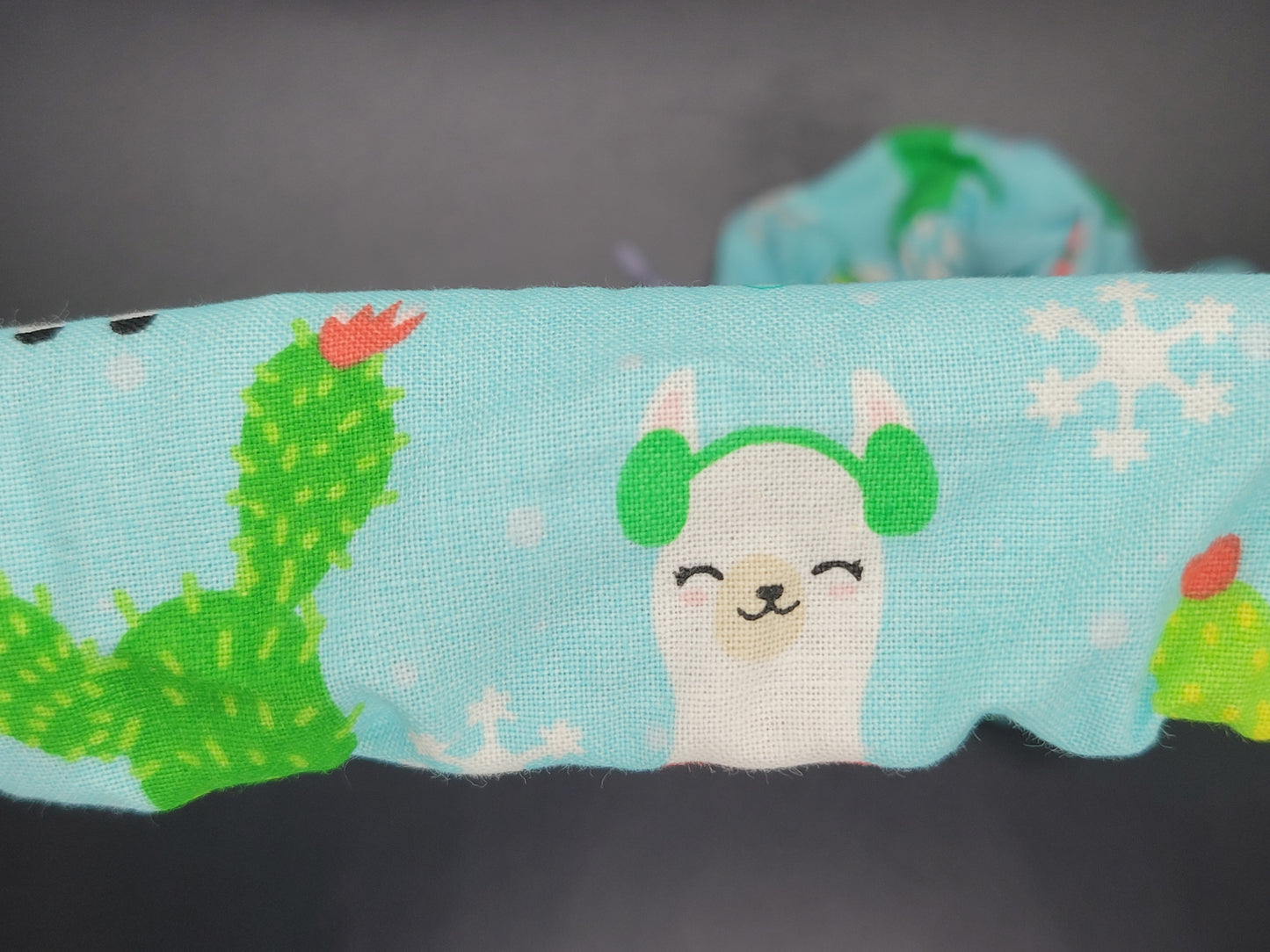 Christmas Llama 2 Themed 100% Cotton and Elastic Hair Tie Scrunchie