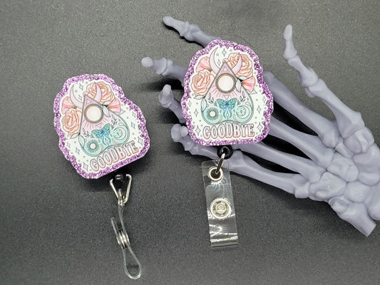 Purple Glitter Acrylic Badge Ouija Planchette