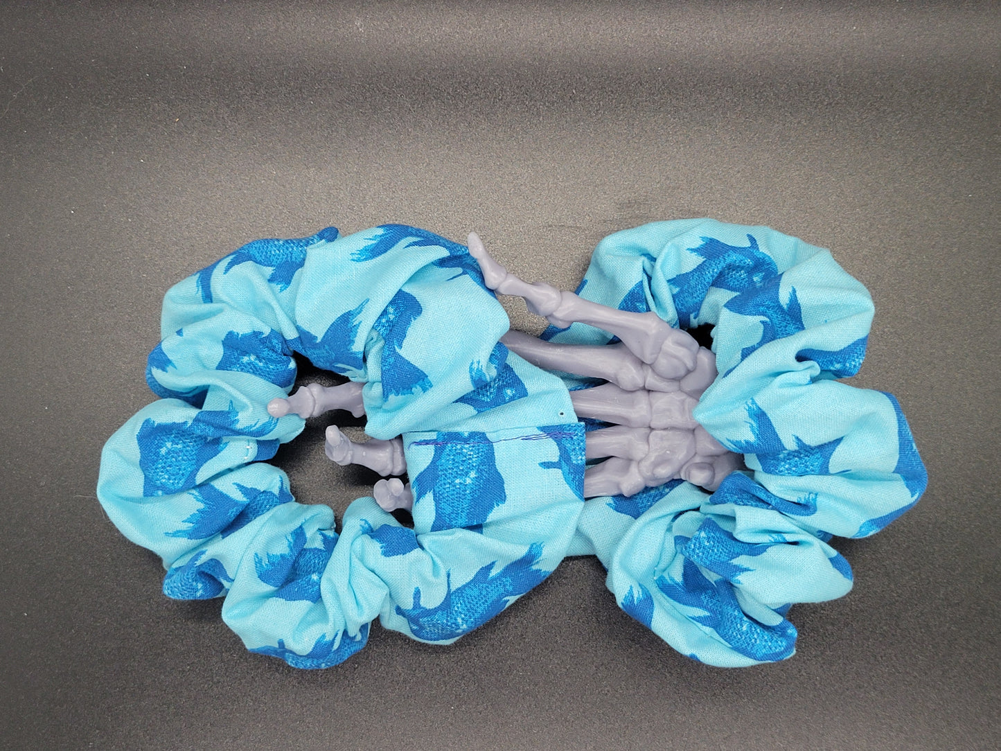 Blue Fish Cotton and Elastic Hair Tie Scrunchie