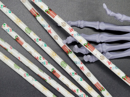 Christmas White 9 in Reusable Plastic Tumbler Straw