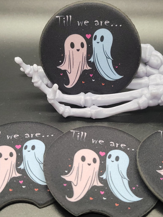 Till Ghosts Valloween Neoprene Car Coaster Set of 2