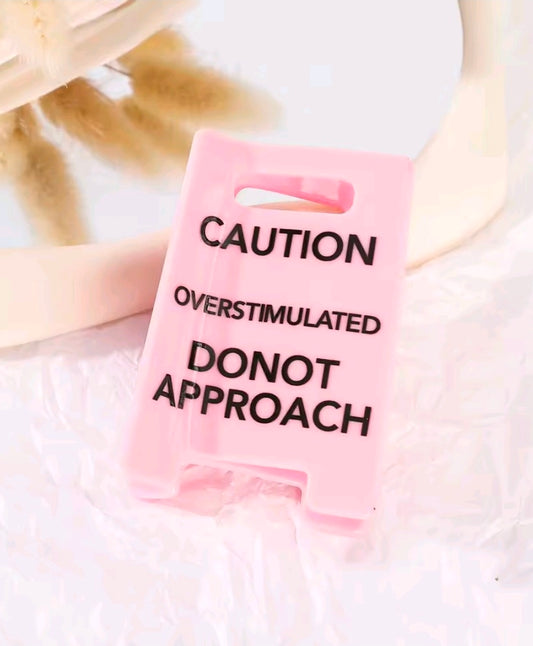 Pink Small Warning Sign Acrylic Hair Claw Clip