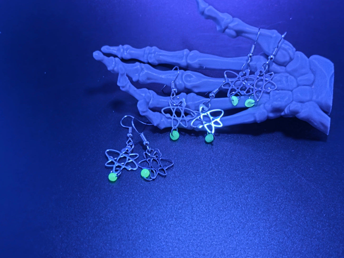 Dainty Atomic Uranium Glass Drop Earrings