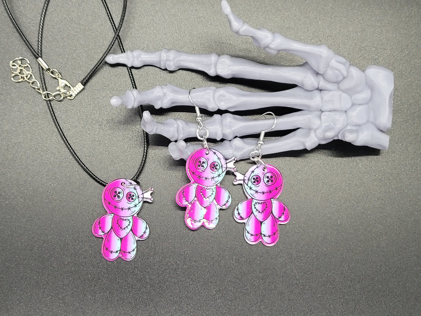 Voodoo Doll Valentine Resin Earrings Necklace Valloween