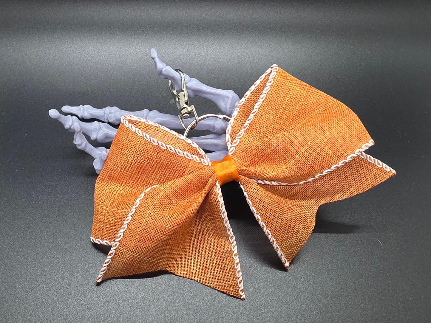 Pumpkin Spice Purse Charm Cheer Bow Style Clip Handmade