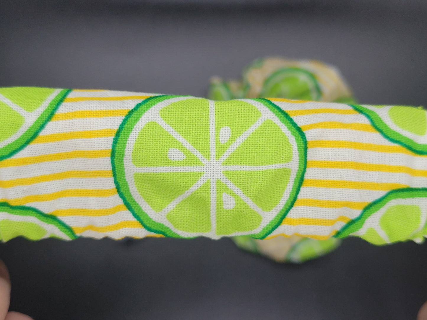 Lemon Lime Cotton and Elastic Hair Tie Scrunchie