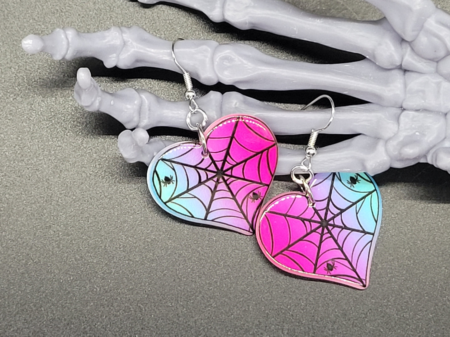Spiderweb Heart Valentine Resin Earrings Necklace Valloween