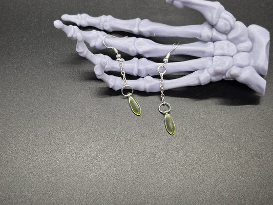 Dainty Uranium Glass Drop Earrings Chain Vaseline Drop 2