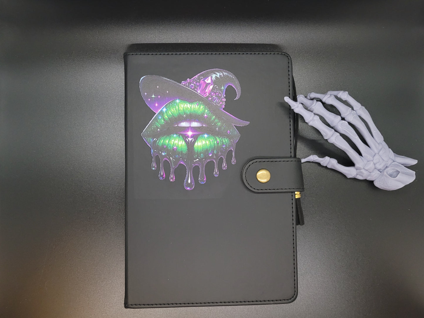 Witchy Lips Lined Blank Journal Book of Shadows Grimoire Faux Leather
