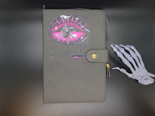 Pink Venom Lined Blank Journal Book of Shadows Grimoire Faux Leather