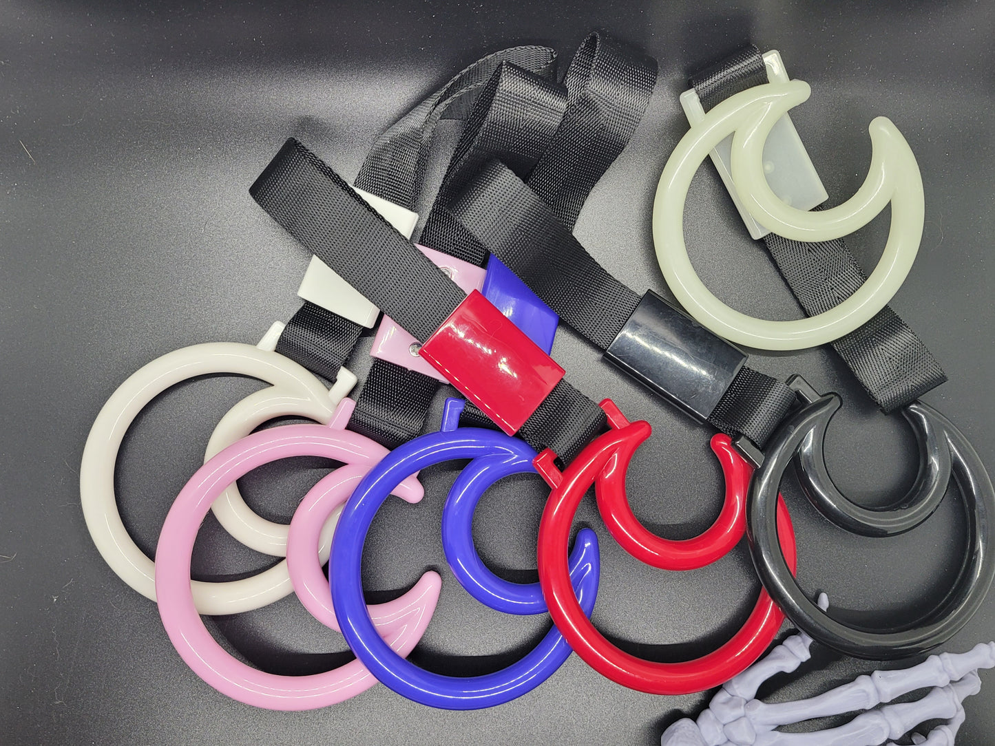 JDM Style Strap Tow Hook Handle Moon Shape Plastic Car Decoration