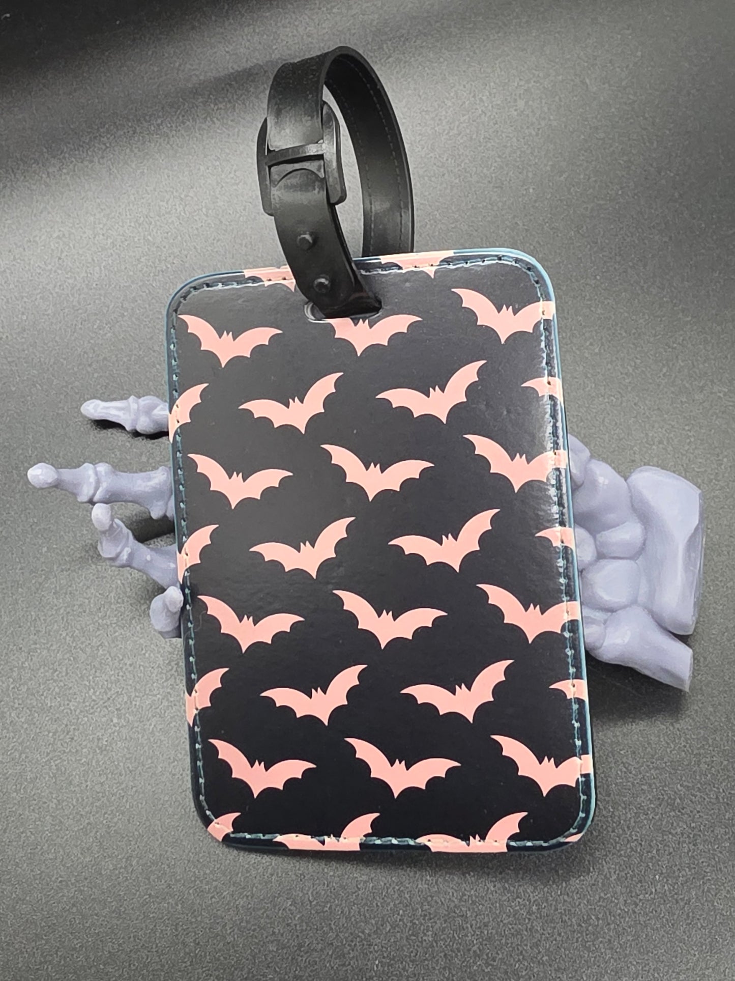 Custom Printed Luggage Bag Tag School Backpack Halloween Pink Bats