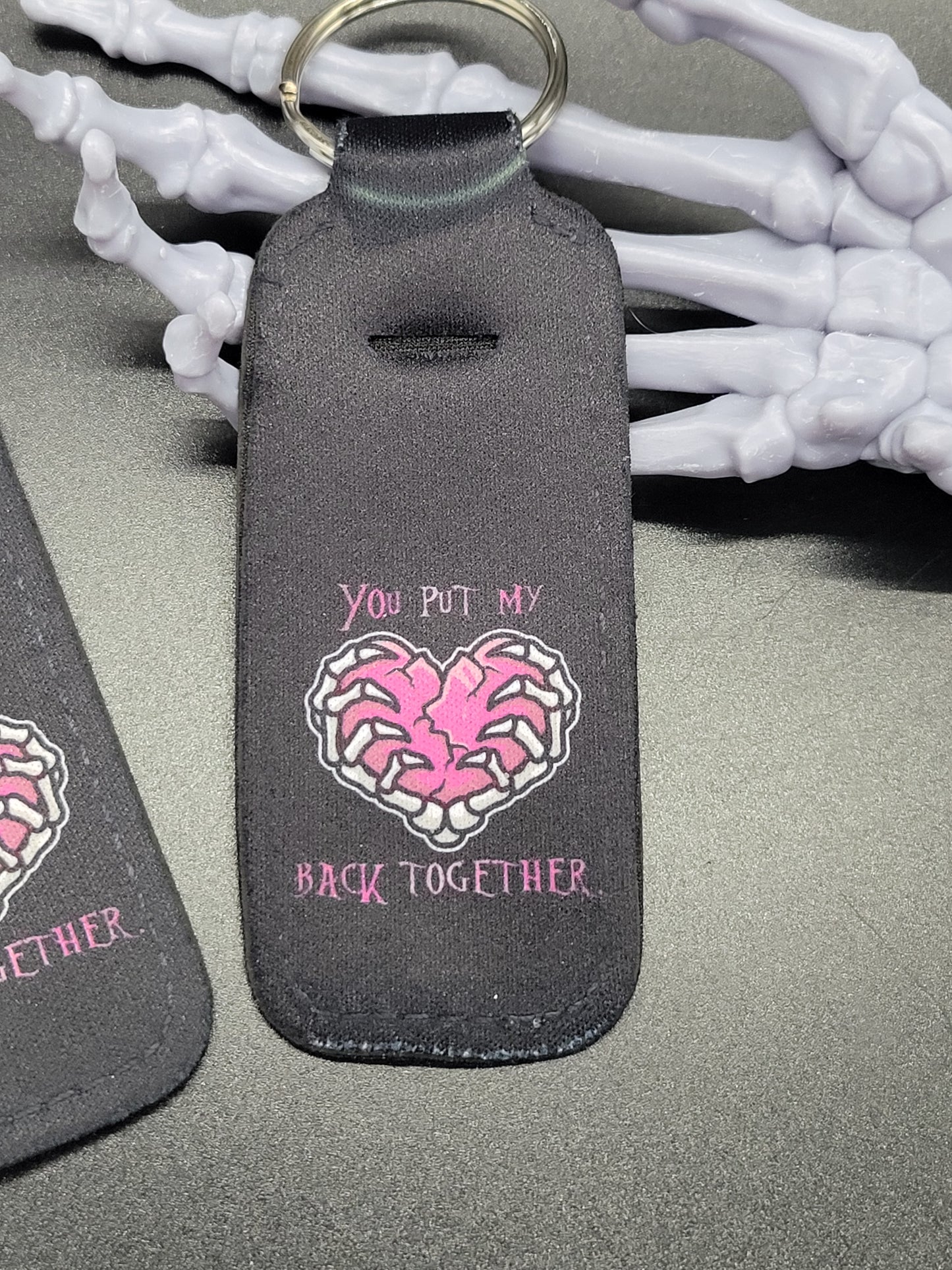 Heart Together Chapstick Lip Balm Holder Key Chain Valloween