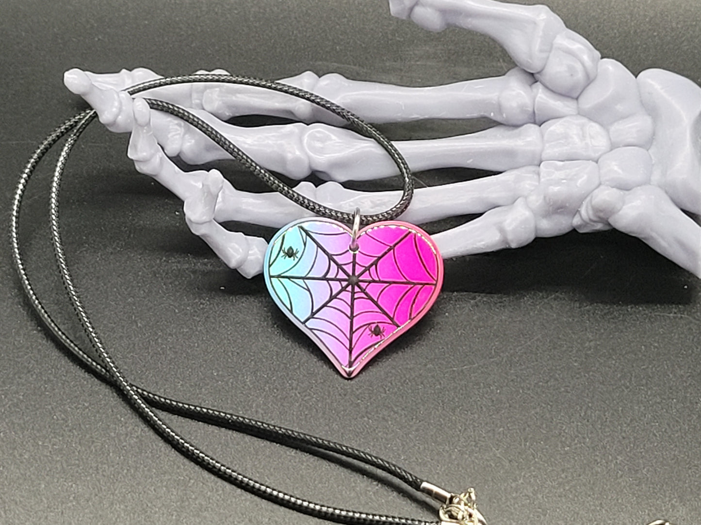 Spiderweb Heart Valentine Resin Earrings Necklace Valloween