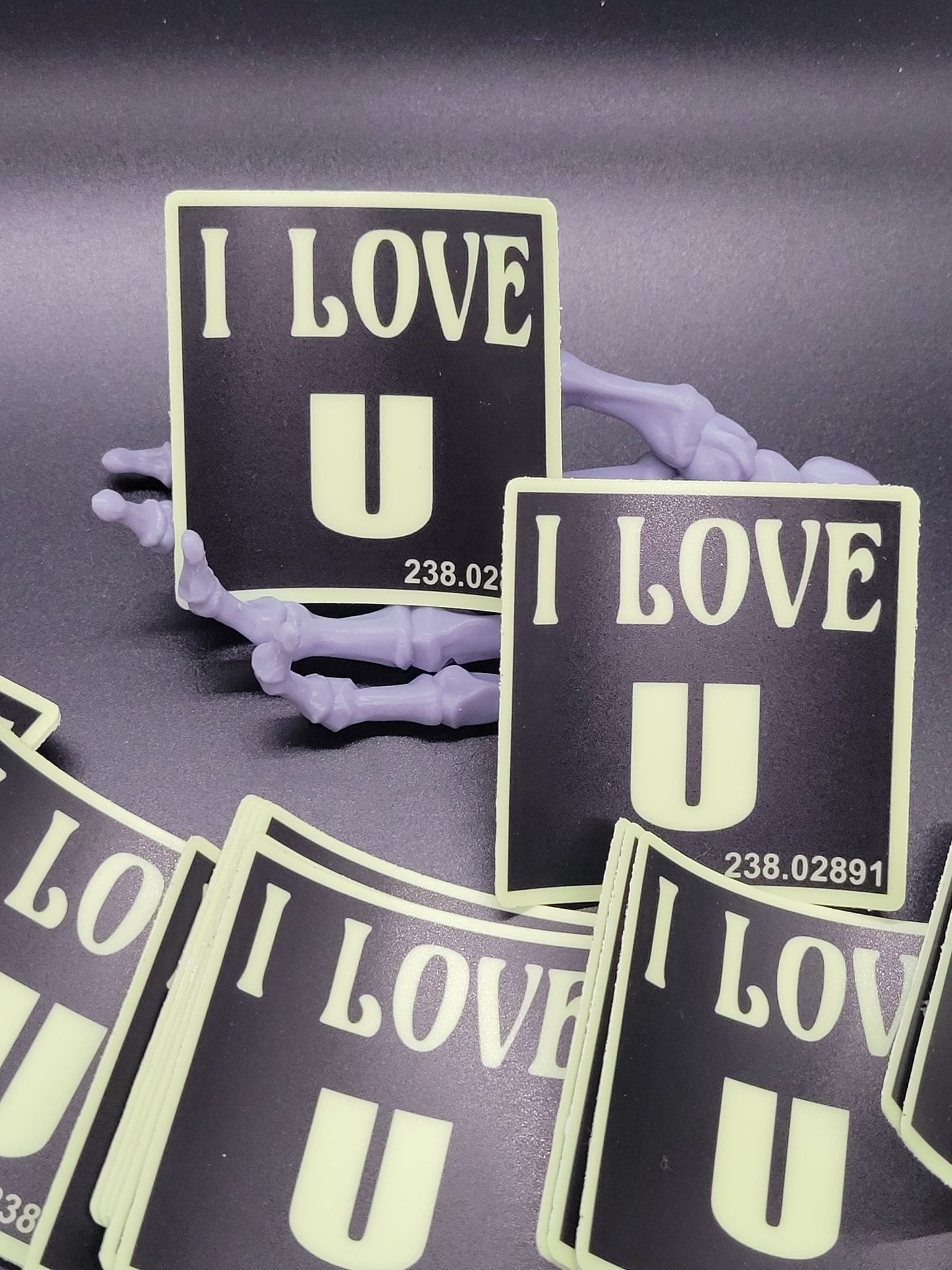 I Love U 238 Radioactive Glow in the Dark Heavy Grade Vinyl Decal