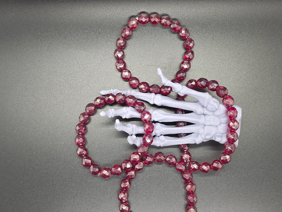 Vintage Czech Glass Stretch Bracelet 10mm Garnet