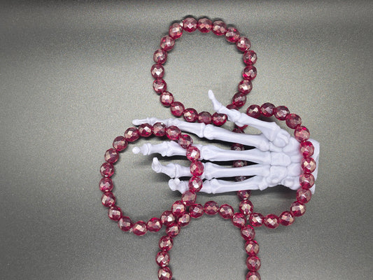 Vintage Czech Glass Stretch Bracelet 10mm Garnet