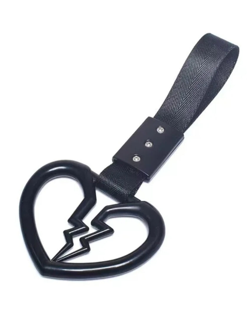 JDM Style Strap Tow Hook Handle Broken Heart Shape Plastic Car Decoration