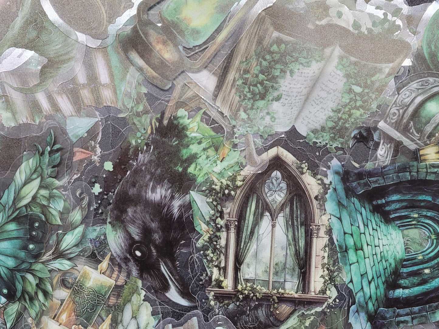 Green Witch Clear PET Gothic Vinyl Sticker 10 Pack for Junk Journals Scrapbooks Budget Binders