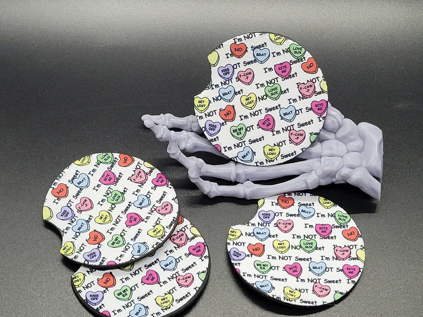 Not Sweet Valloween Neoprene Car Coaster Set of 2