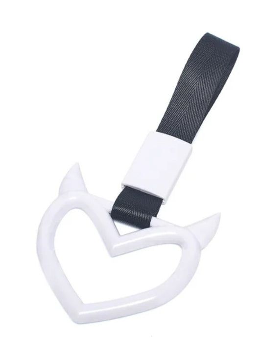 JDM Style Strap Tow Hook Handle Horned Heart Shape Plastic Car Decoration