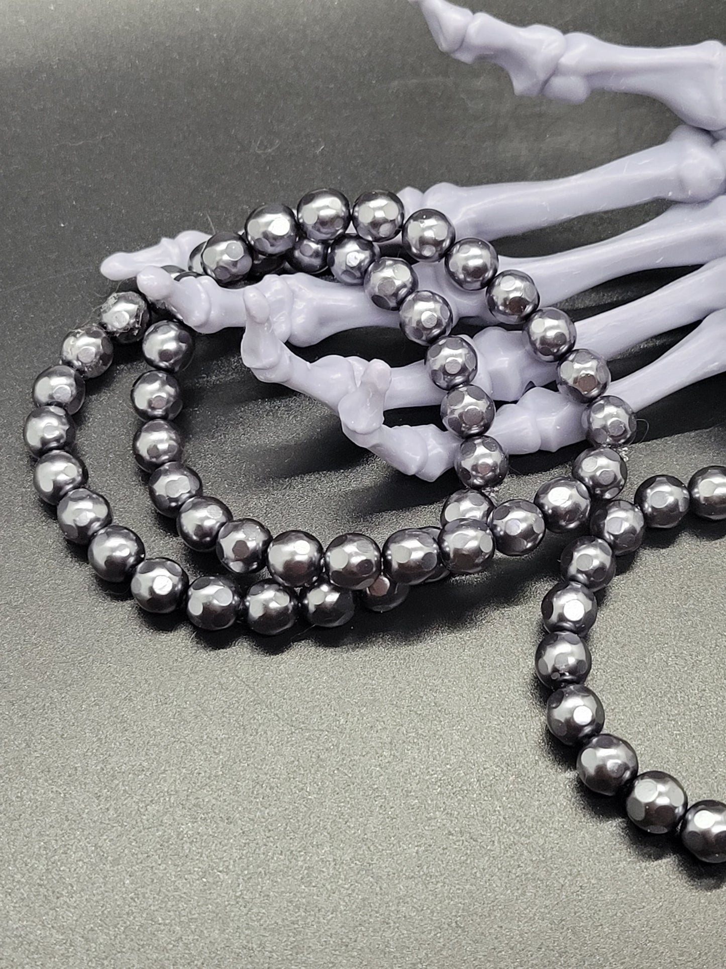 Vintage Czech Glass Stretch Bracelet 8mm Glass Pearl