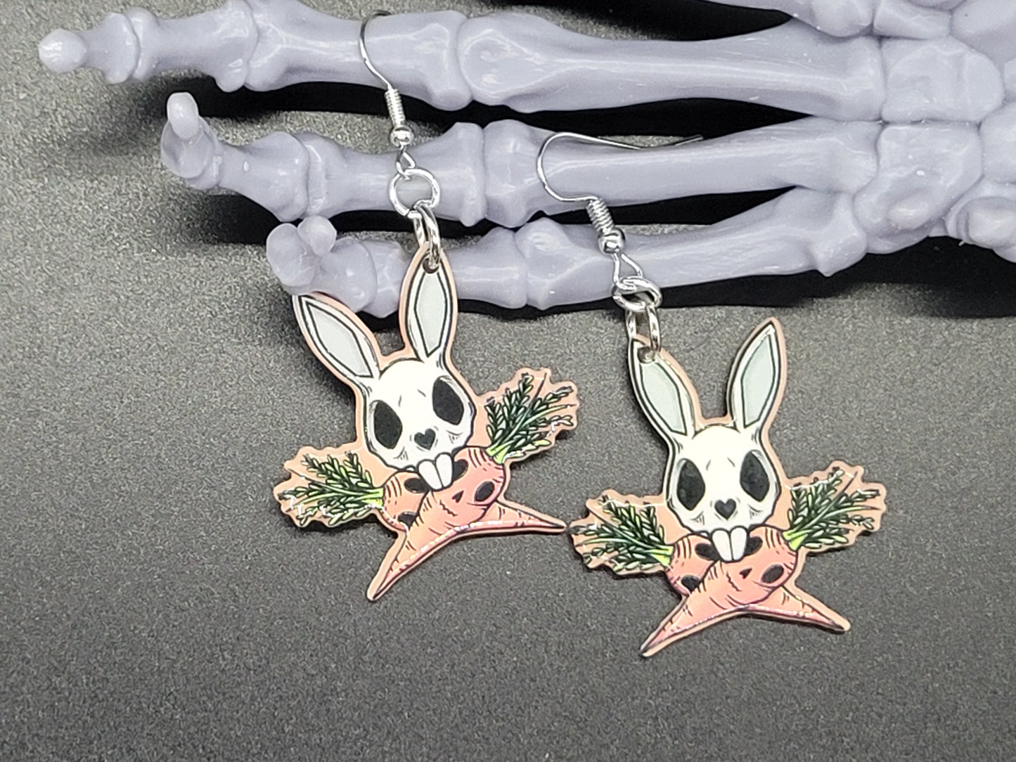 Creepy Bunny Skull Resin Earrings Necklace Creepster