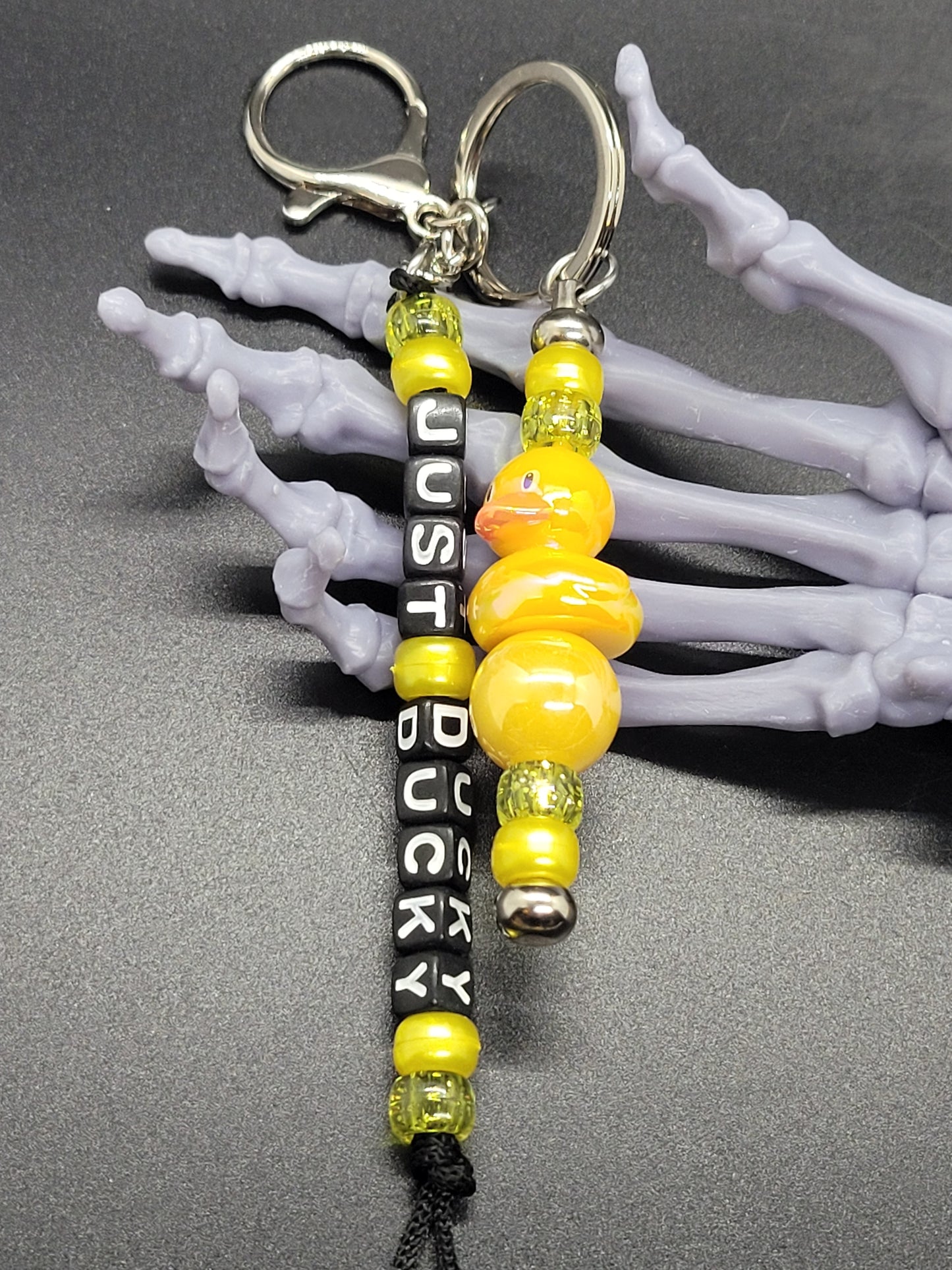 Rubber Ducky Beaded Key Chain Custom Phrase Yellow Keychain