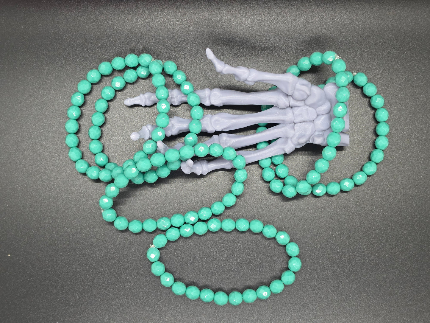 Vintage Czech Glass Stretch Bracelet 8mm Aqua